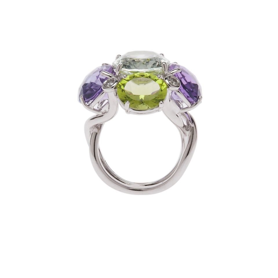 18 Karaat Wit Gouden Ring Met Amethist - afbeelding 4