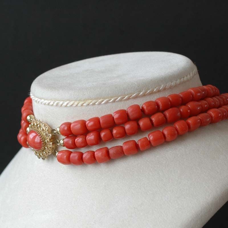 Antiek bloedkoraal collier - afbeelding 3