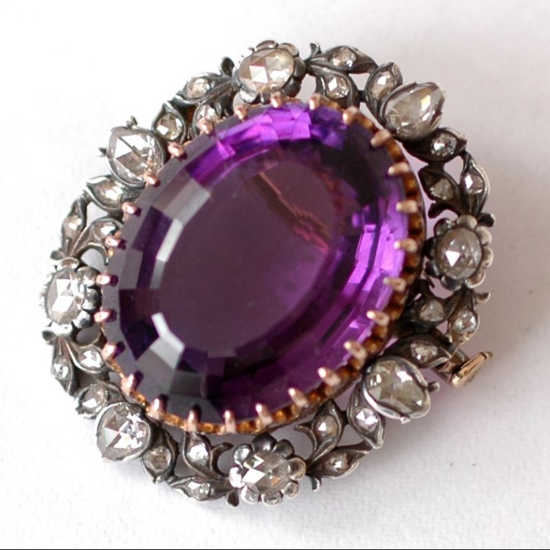Broche amethist en diamant - afbeelding 2