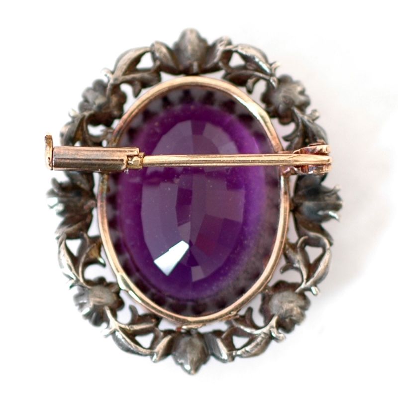 Broche amethist en diamant - afbeelding 3