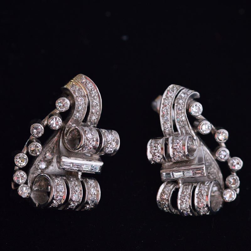 1940s Platinum earrings - image 2