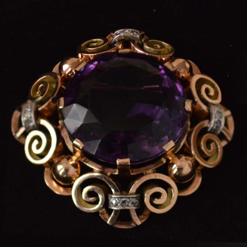 59 ct. Amethist broche - afbeelding 4
