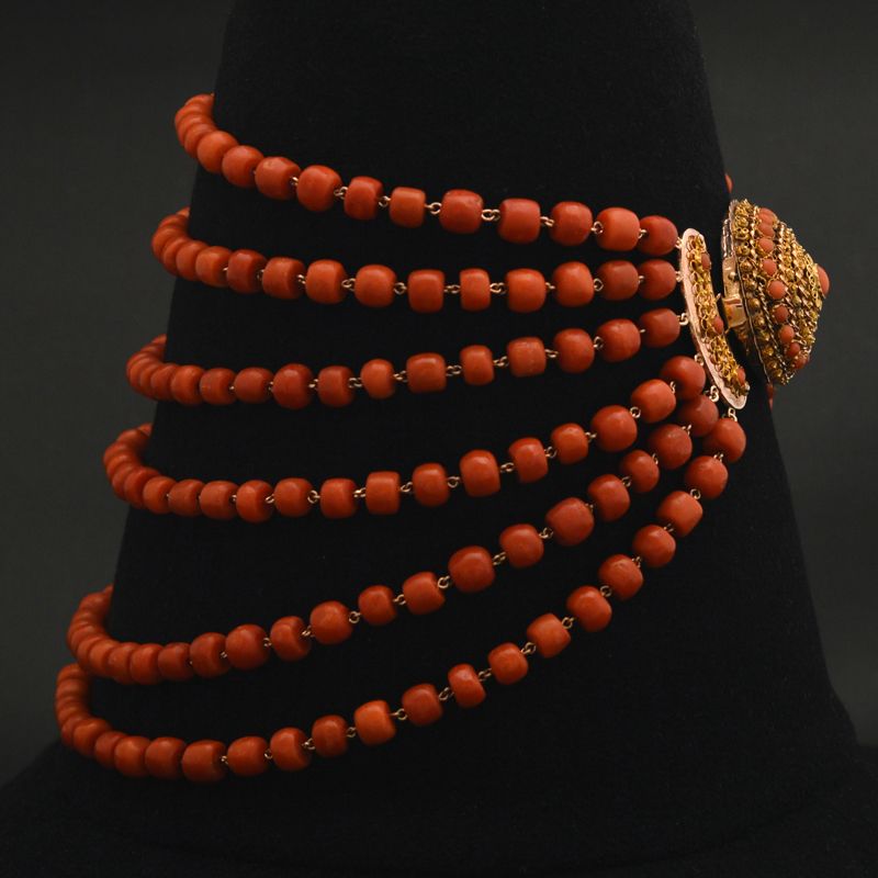 Antiek bloedkoraal collier - afbeelding 3