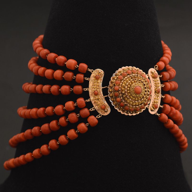 Antiek bloedkoraal collier - afbeelding 4