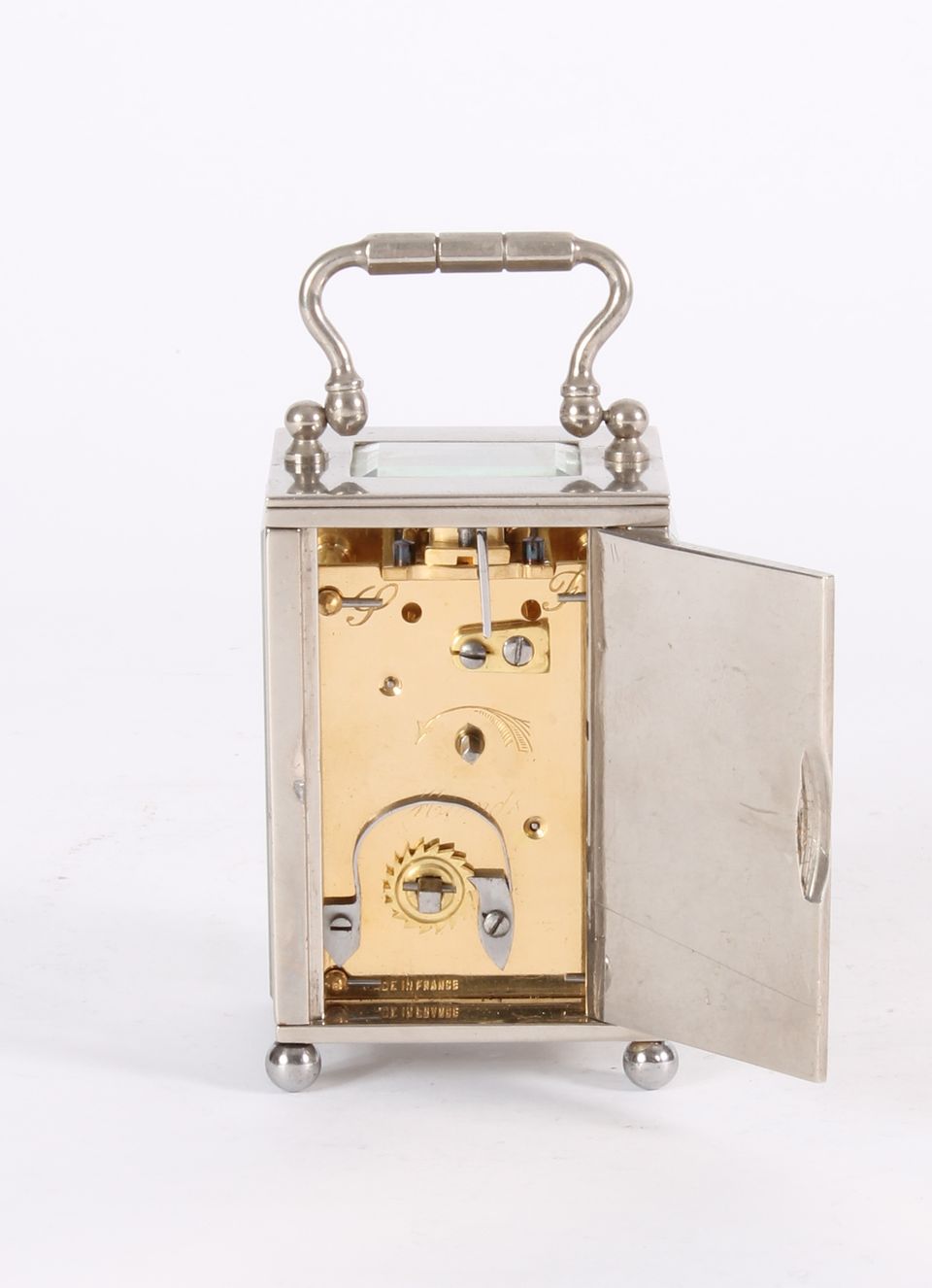 An attractive miniature French nickel plated carriage timepiece circa 1925 - image 2