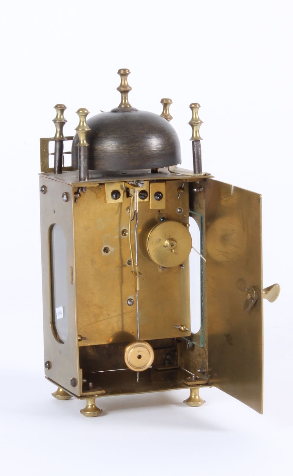 An attractive French miniature brass table lantern alarm timepiece, circa 1780 - image 3