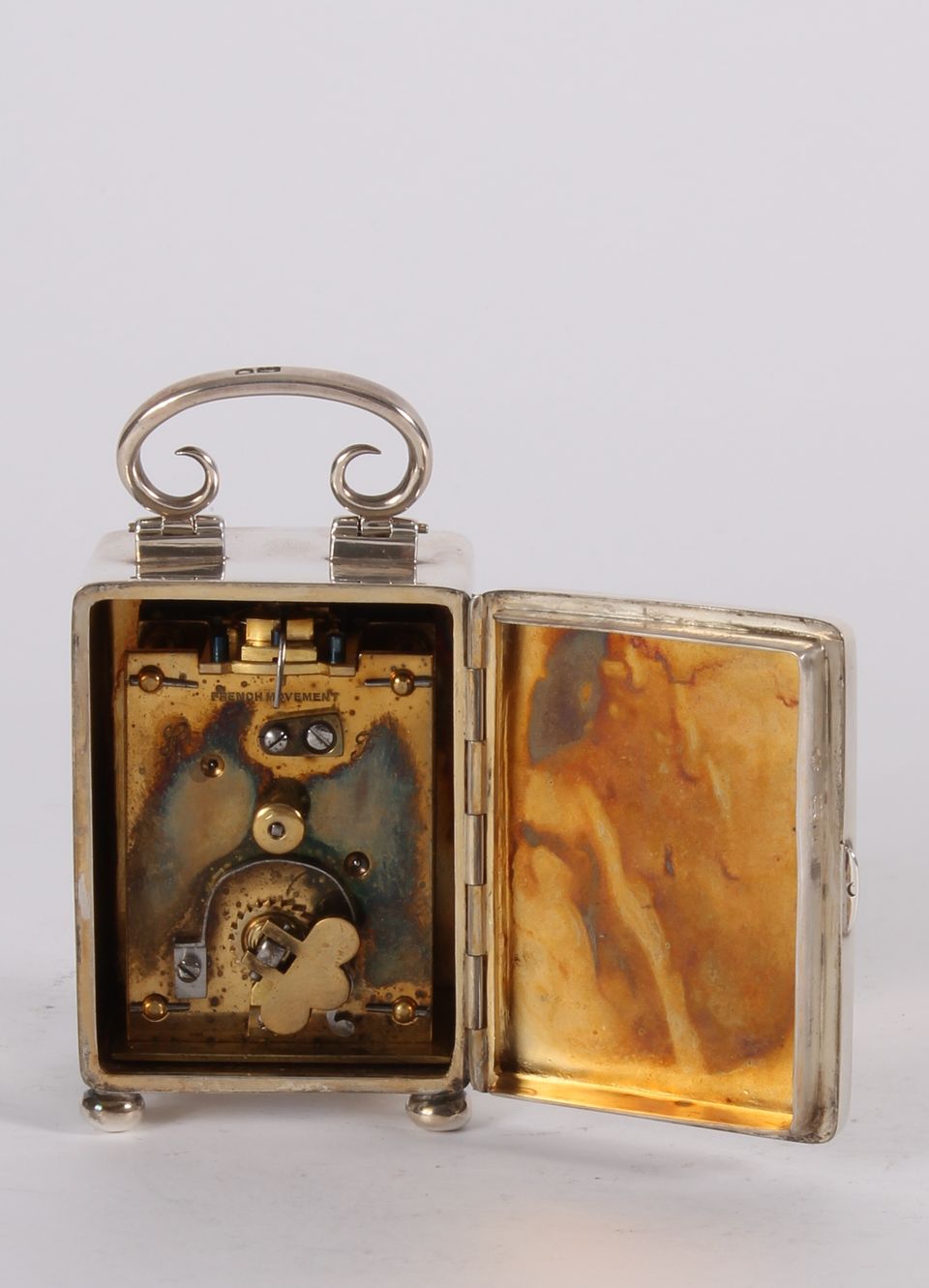 A lovely English miniature silver carriage timepiece hallmarked London 1901 - image 2