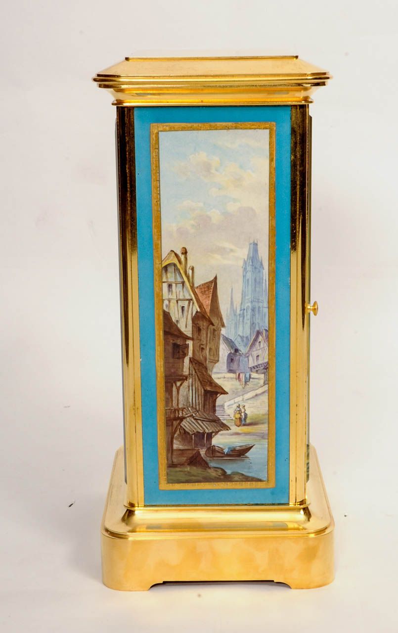 An attractive French brass Sèvres porcelain mounted mantel clock with perpetual calendar, circa 1880 - image 3