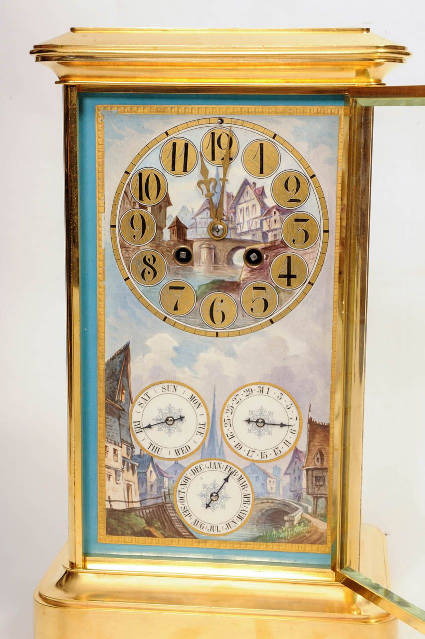 An attractive French brass Sèvres porcelain mounted mantel clock with perpetual calendar, circa 1880 - image 5