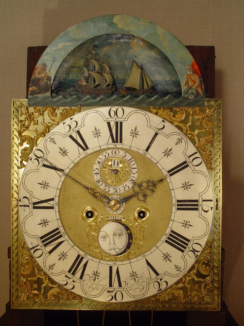 A Dutch Amsterdam burr walnut longcase clock with ships automaton N. Weylandt circa 1750 - image 2