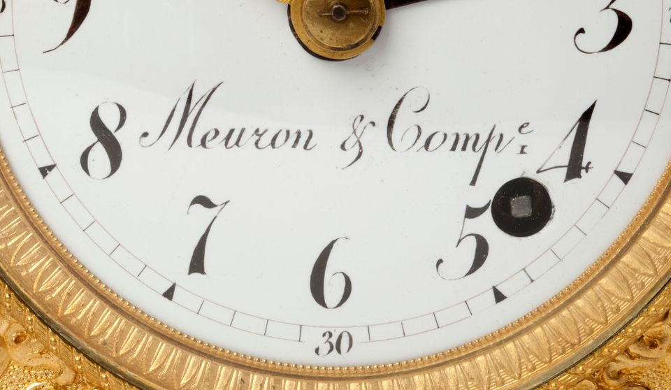 Een Zwitserse verguld bronzen 'pendule d'officier' met grande sonnerie, door Meuron & Compagnie, omstreeks 1810 - afbeelding 3