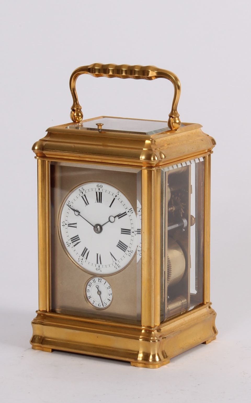 Een fraaie Franse verguld messing reiswekker met kwartierrepetitie, door Margaine, circa 1870 - afbeelding 2