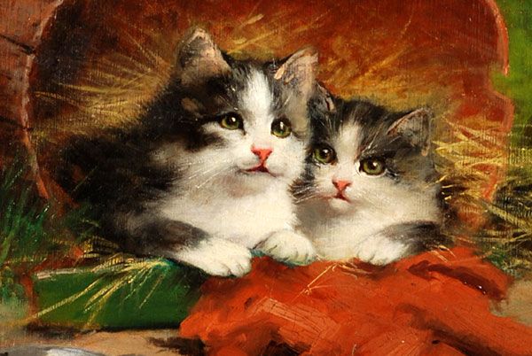'Kittens at rest' (oil on canvas) by Léon-Charles Huber (1858-1928), circa 1880 - image 2