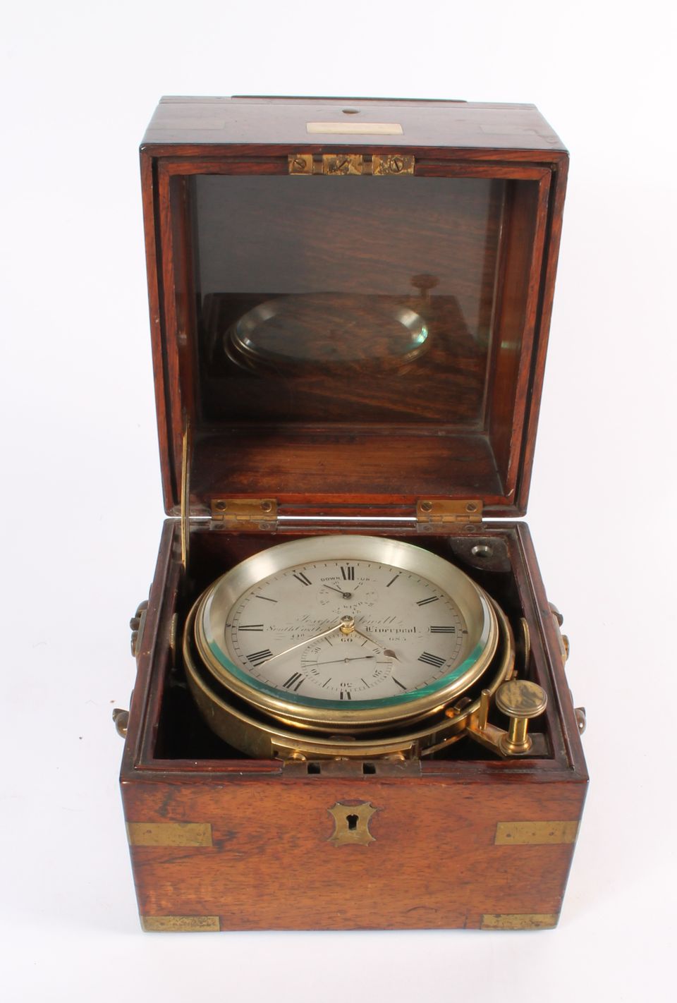 Een Engelse palissander 56-uurs chronometer, door Joseph Sewill, omsteeks 1870 - afbeelding 2