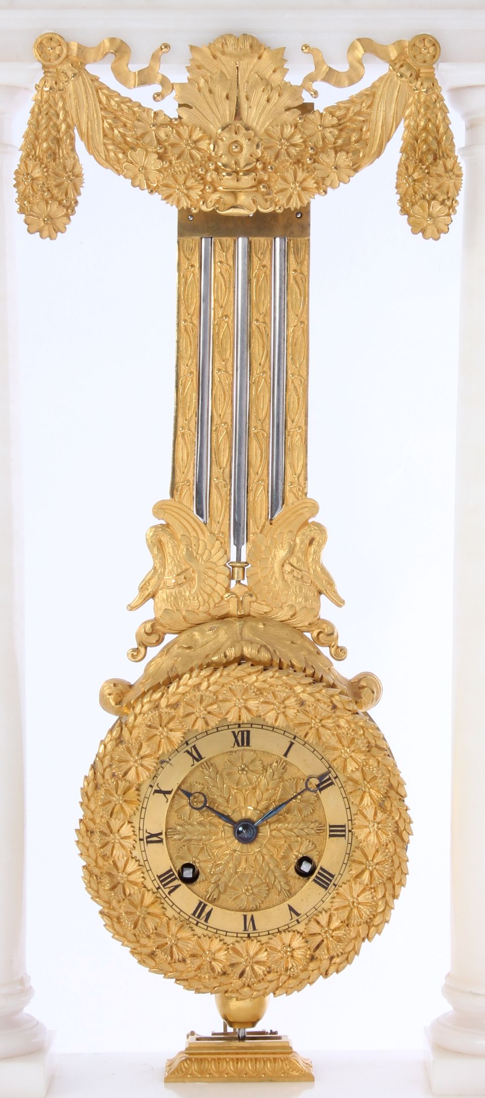 An attractive French alabaster and ormolu portico mantel clock with oscillating movement, circa 1830 - image 3