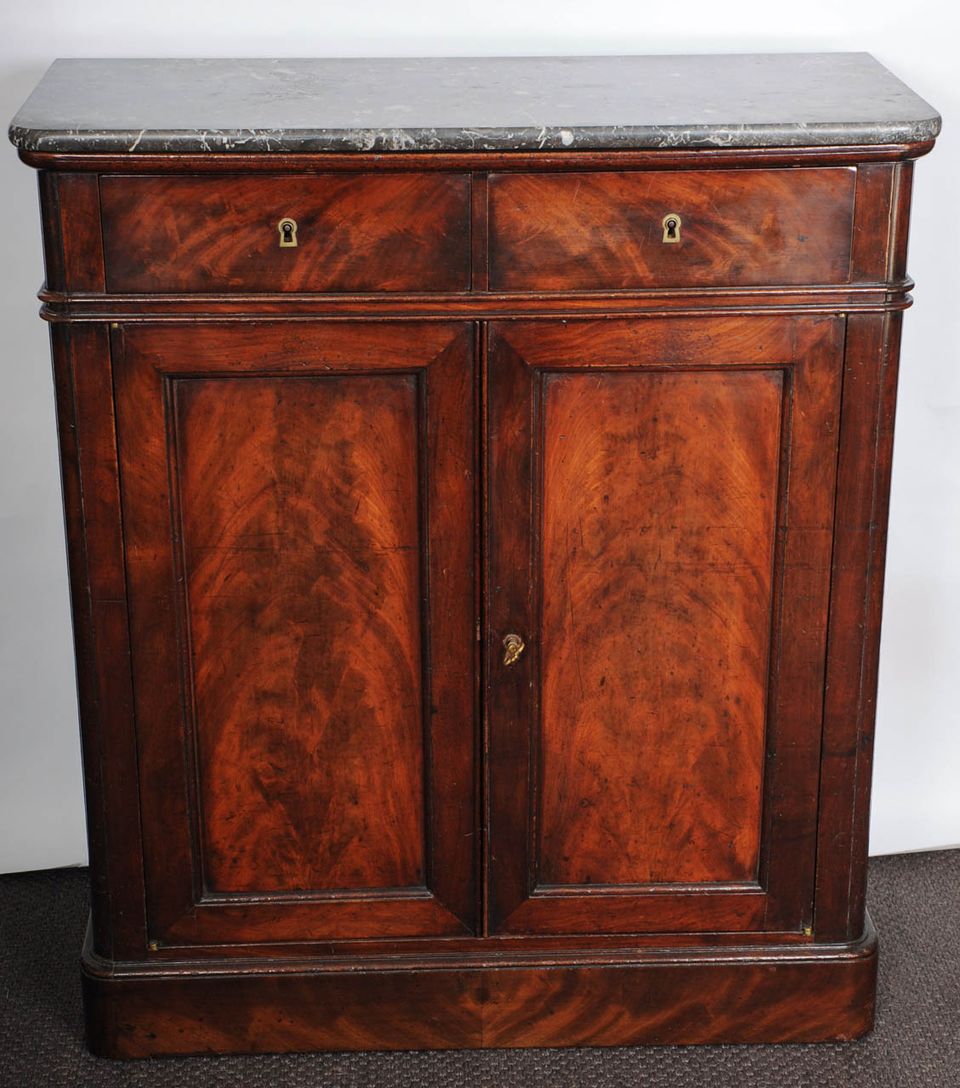 A French late Empire mahogany wall cupboard with marble top, circa 1840 - image 2