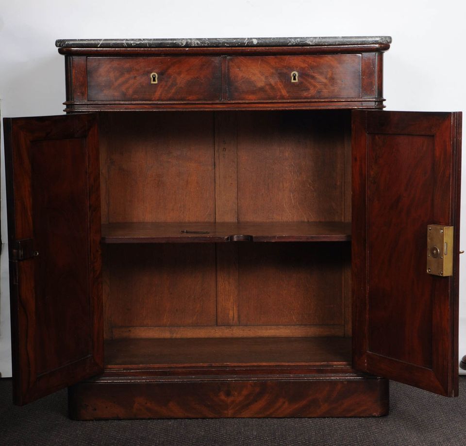 A French late Empire mahogany wall cupboard with marble top, circa 1840 - image 3