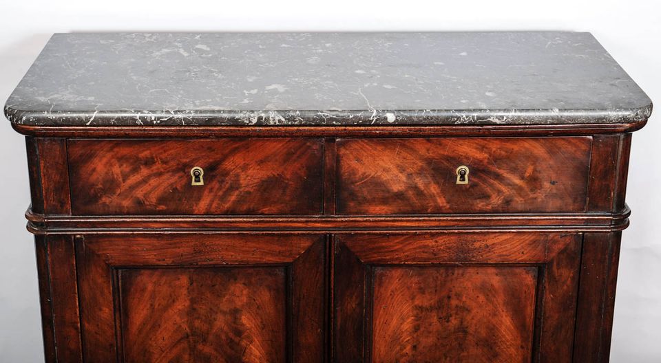 A French late Empire mahogany wall cupboard with marble top, circa 1840 - image 4