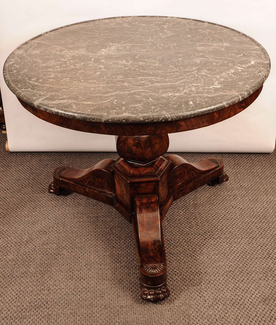 An attractive French Charles X mahogany table with marble top, circa 1830 - image 2