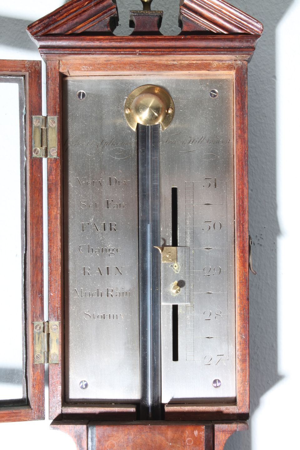 An English mahogany and ebony stick barometer, by Gilbert Gilkerson, circa 1820 - image 2
