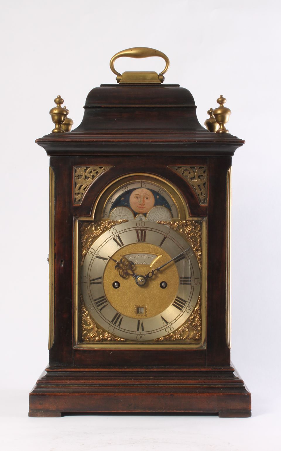 A small English ebonised table clock with moonphase, by Robert Wood, circa 1770 - image 3