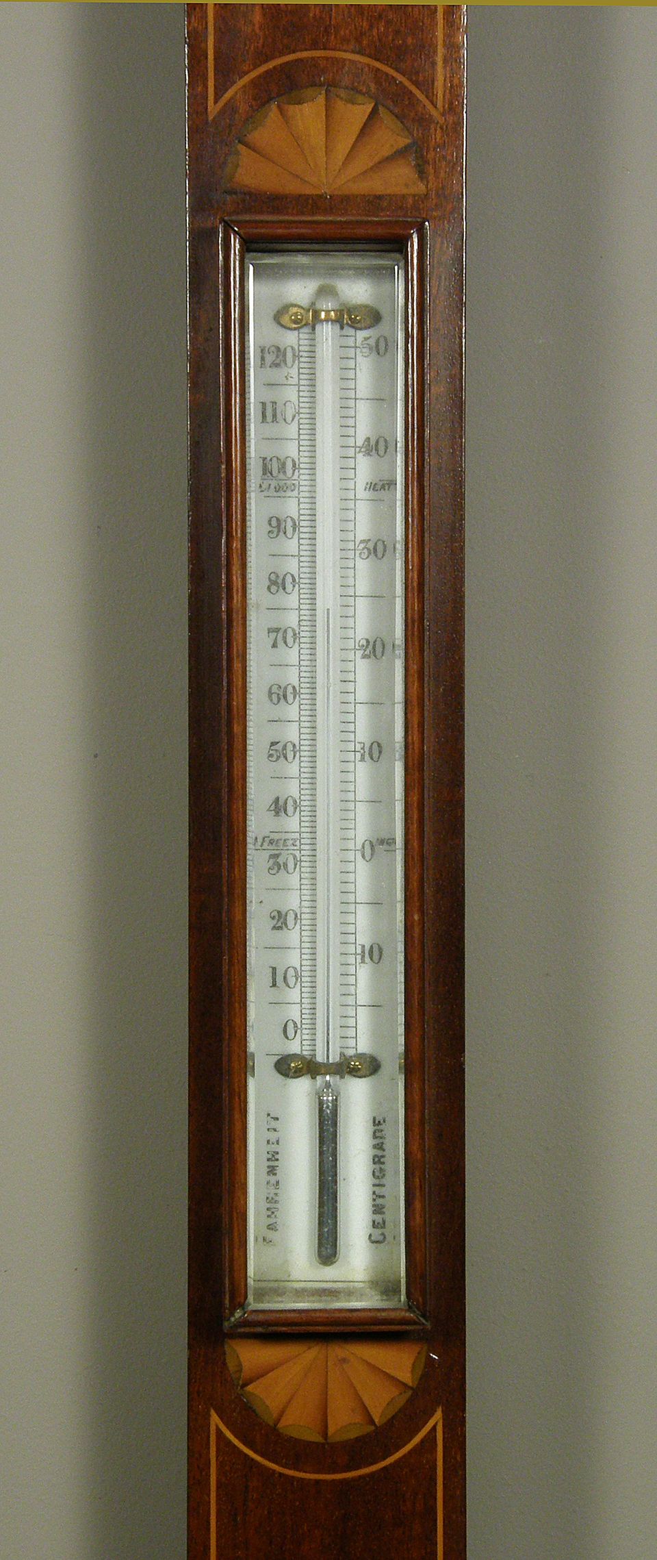 A good English mahogany marquetry inlaid stick barometer, J. Hicks London - image 2