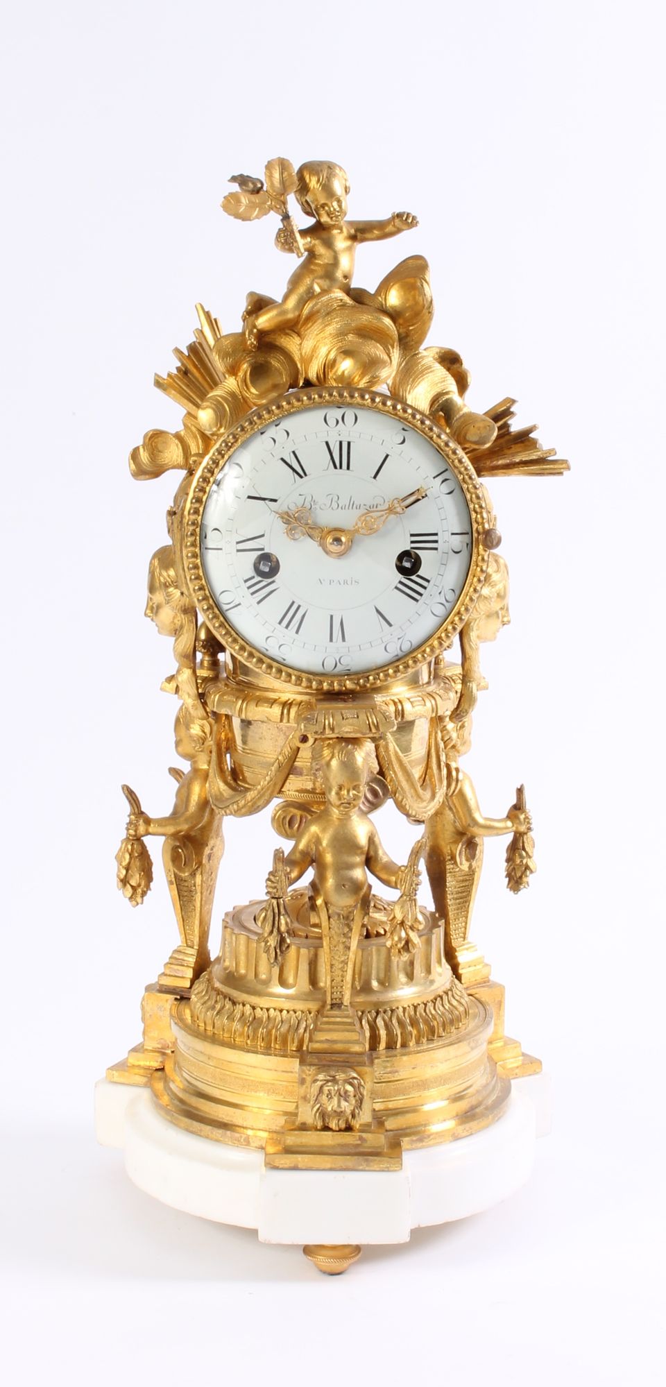 An attractive French Louis XVI ormolu sculptural mantel clock J B Balthazar, circa 1770 - image 3