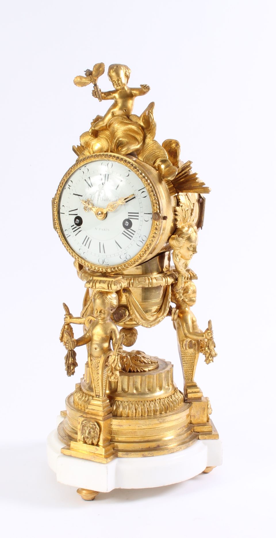 An attractive French Louis XVI ormolu sculptural mantel clock J B Balthazar, circa 1770 - image 4