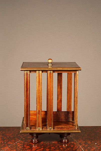 A small English brass inlaid mahogany revolving bookcase, circa 1880. - image 2