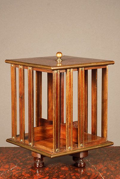 A small English brass inlaid mahogany revolving bookcase, circa 1880. - image 3