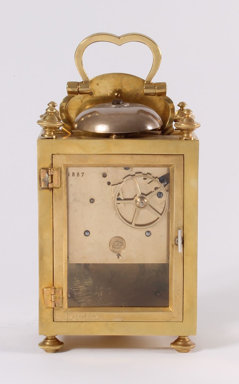 An attractive French Louis XVI-style brass 'pendule d'officier', by E. Bazart, circa 1890 - image 4
