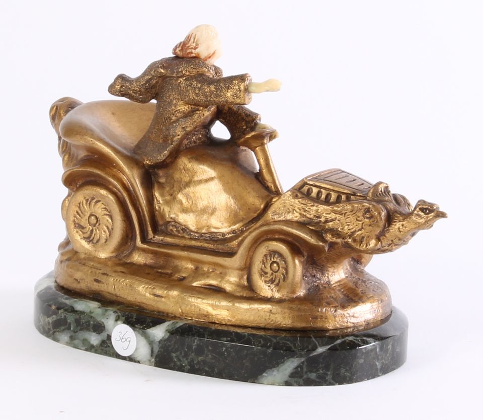 An Art Deco bronze marble and ivory sculpture of a car, circa 1920. - image 3