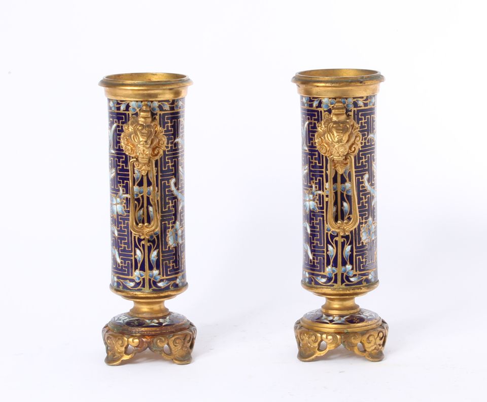 A pair of French gilt bronze cloisonné enamel Oriental vases by Susse Frères, circa 1900 - image 4