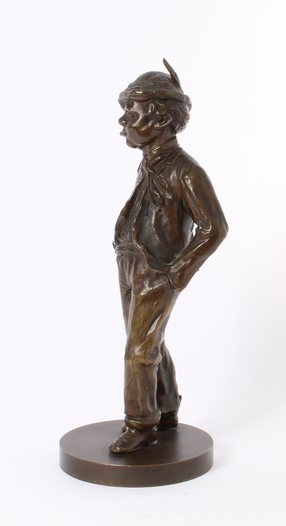 'walking peasant', lost wax patinated bronze sculpture, circa 1900. - image 2