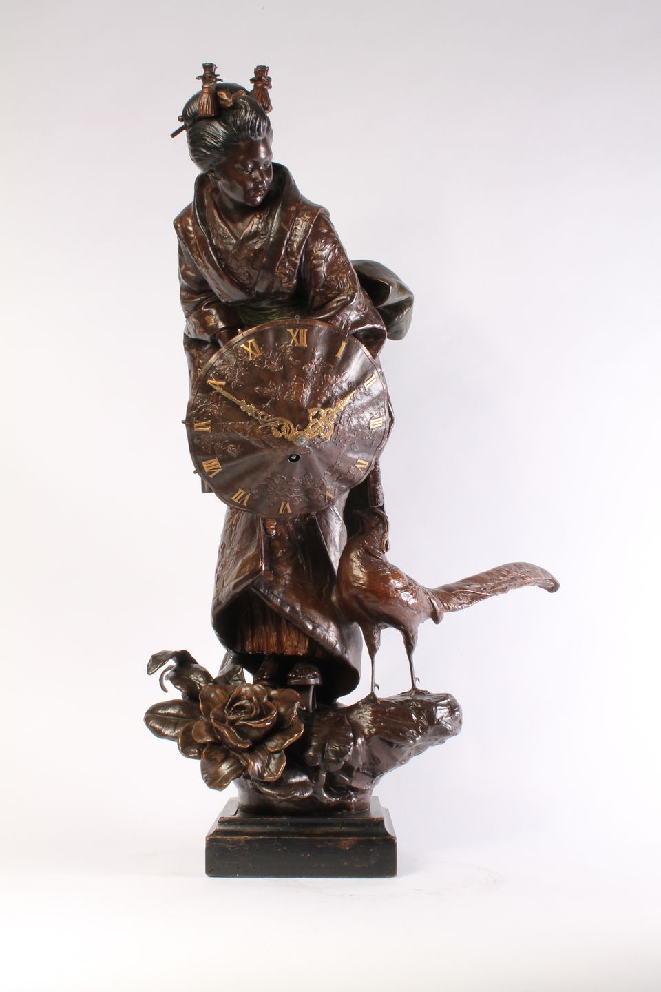 A rare and attractive French bronze patinated metal sculptural 'Oriental' timepiece, circa 1880. - image 5