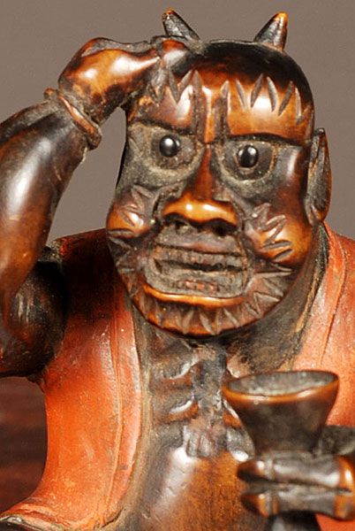 A set of two probably Japanese carved boxwood 'satyr' figures, circa 1880. - image 2
