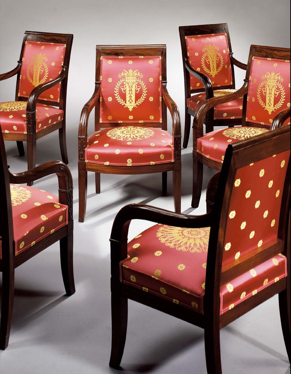 A set of six very fine Empire mahogany fauteuils à la Reine. - image 2