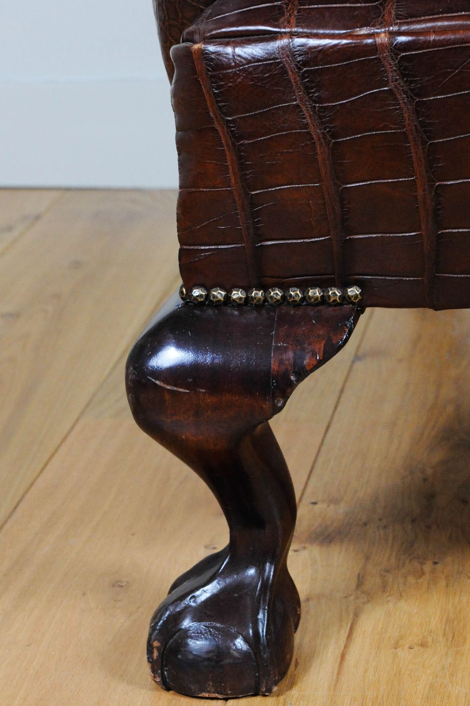 A very unusual and chic crocodile upholstered wing chair. - image 4