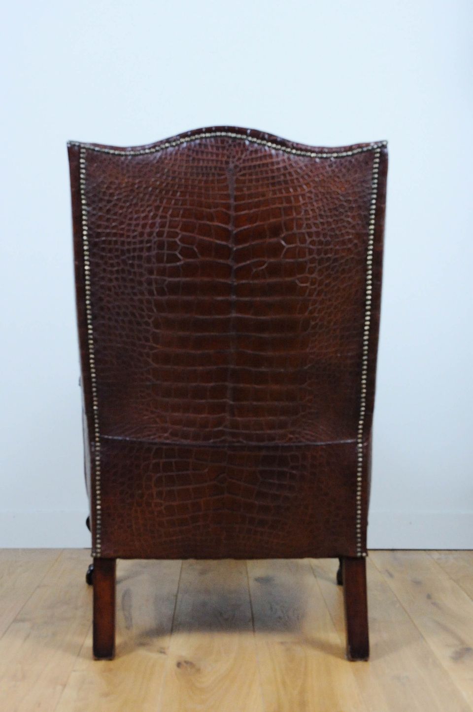 A very unusual and chic crocodile upholstered wing chair. - image 6