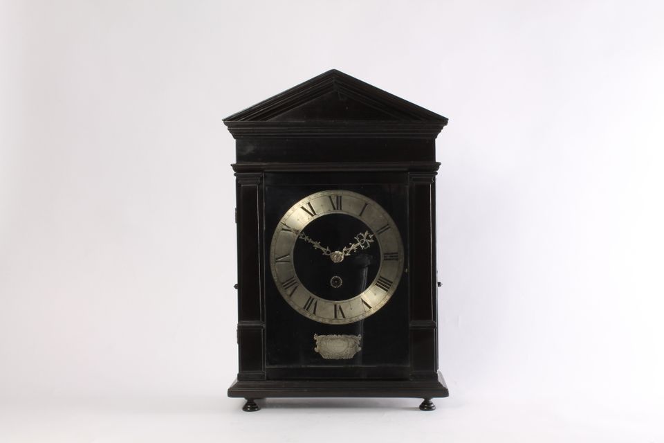 An early Dutch ebony and silvered 'Hague clock', by Christiaan Reynaert Haghe, circa 1665 - image 2