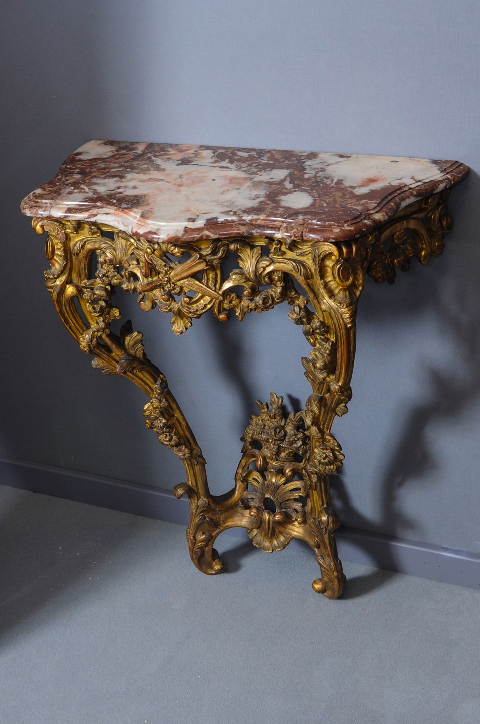A French Transition giltwood console table with marble top, circa 1765 - image 8