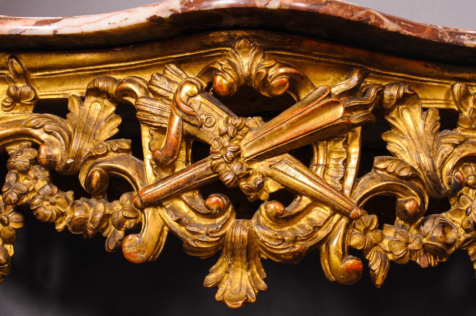 A French Transition giltwood console table with marble top, circa 1765 - image 3