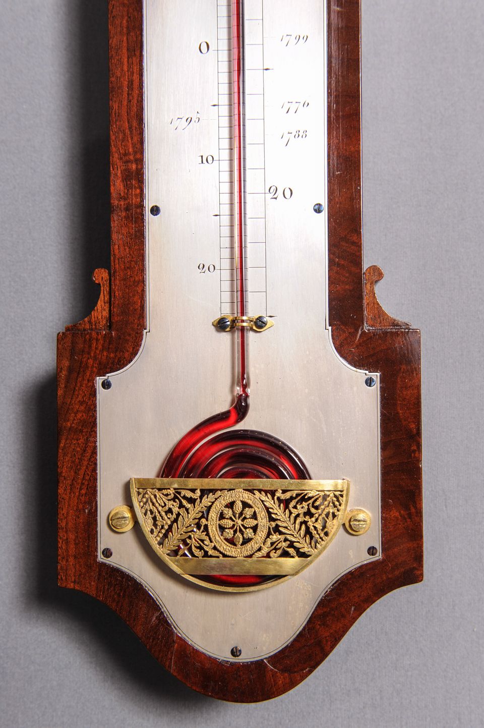 A French Charles X mahogany wall thermometer and barometer (a pair), by Lerebours, circa 1835 - image 2
