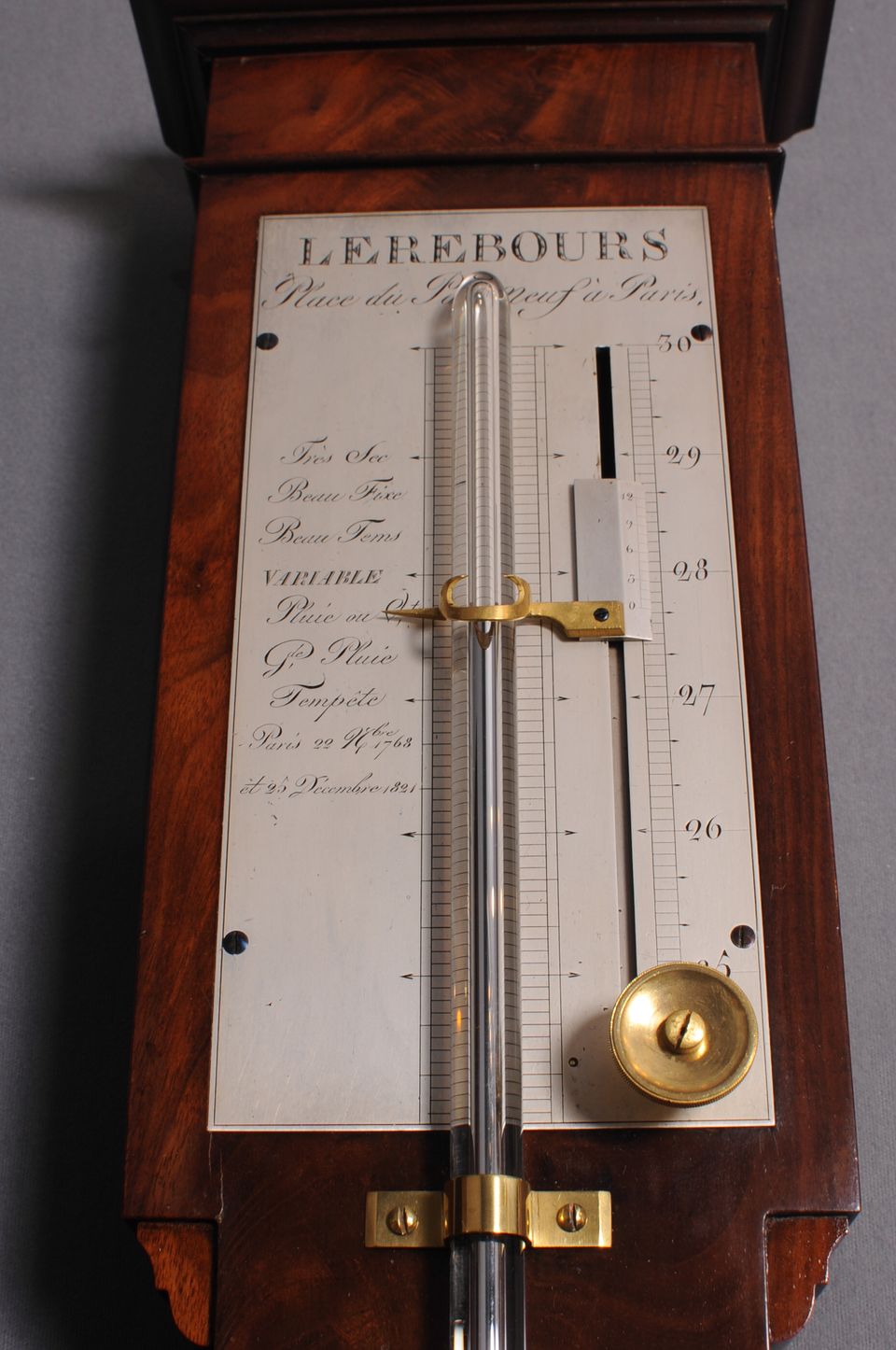 A French Charles X mahogany wall thermometer and barometer (a pair), by Lerebours, circa 1835 - image 5
