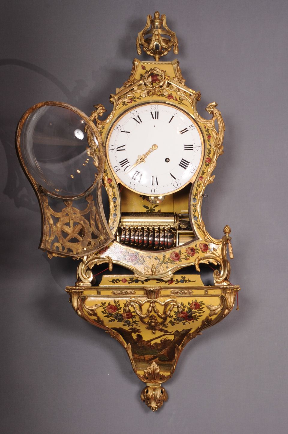 A Swiss Louis XVI 'vernis Martin' musical bracket clock on wall bracket, dated 1784 - image 2