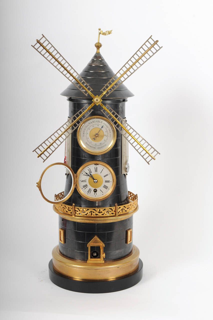 An extremely rare French 'pendule industrial' wind mill with automaton, barometer and two thermometers, circa 1880 - image 4