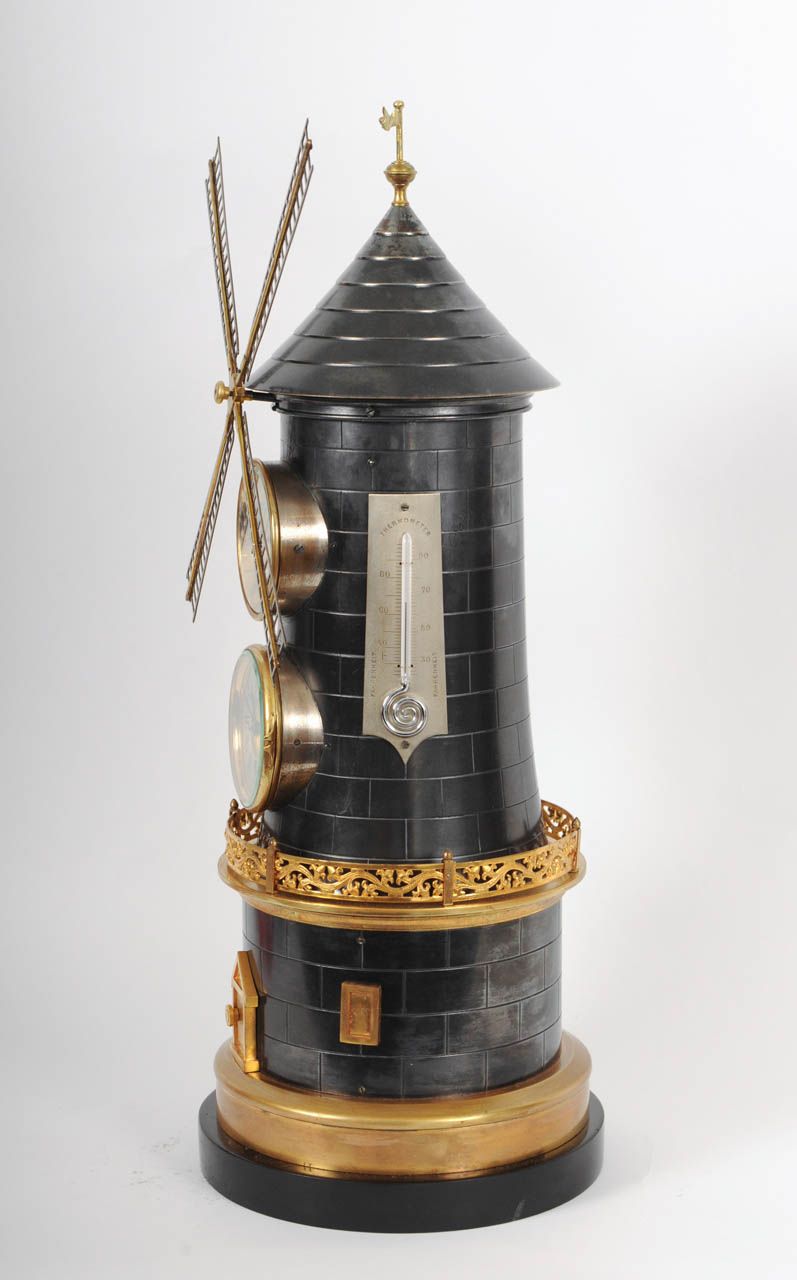 An extremely rare French 'pendule industrial' wind mill with automaton, barometer and two thermometers, circa 1880 - image 3