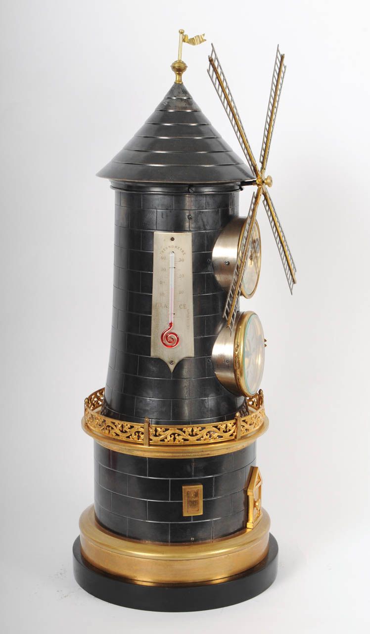 An extremely rare French 'pendule industrial' wind mill with automaton, barometer and two thermometers, circa 1880 - image 2