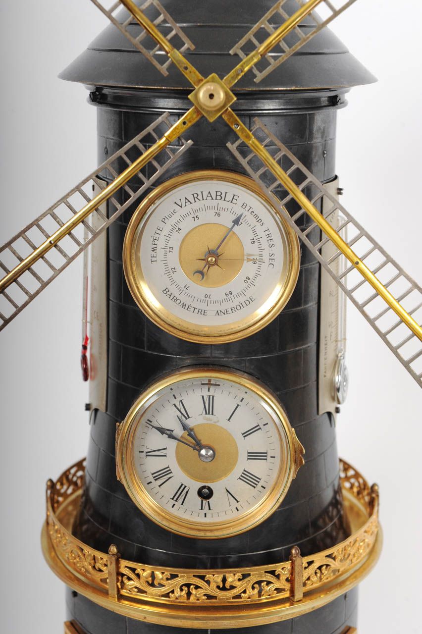 An extremely rare French 'pendule industrial' wind mill with automaton, barometer and two thermometers, circa 1880 - image 5