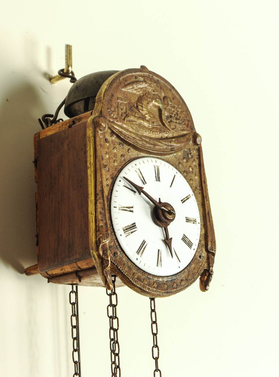 A miniature German Black Forest copper and wood so-called 'Sorg' wall clock, circa 1840 - image 4